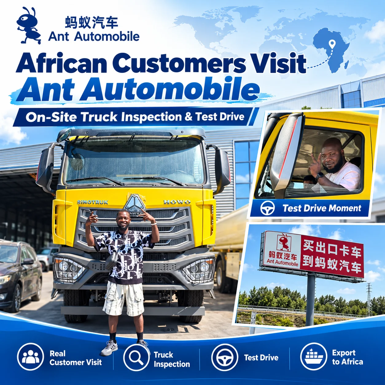 African Customers Visit Ant Automobile for HOWO Truck Inspection And Test Drive