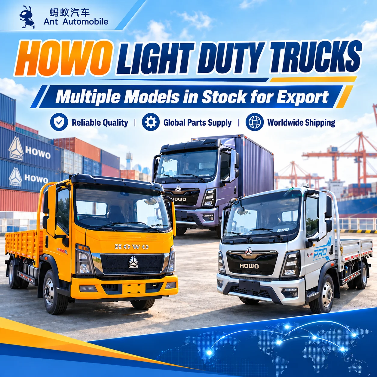 HOWO Light Duty Trucks for Sale – Multiple Cargo Models in Stock for Export