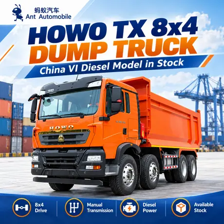 HOWO TX 8x4 Dump Truck for Sale – China VI Diesel Model in Stock.webp